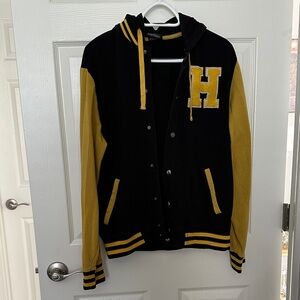 Black and Yellow Hufflepuff Varsity Jacket
